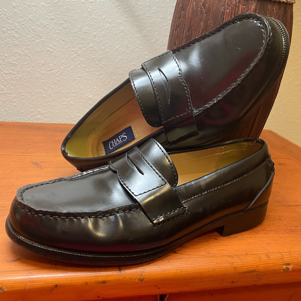 Men’s Black Chaps Penny Loafers Sz 9M